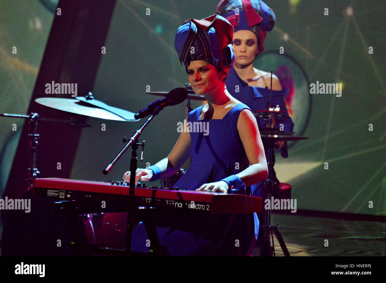 Kiew, Ukraine. 11. Februar 2017. Panivalkova Teilnehmer des zweiten Halbfinales der nationalen Auswahl für Eurovision-2017 Credit: Alexandr Gusew/Pasific Presse/Alamy Live News Stockfoto