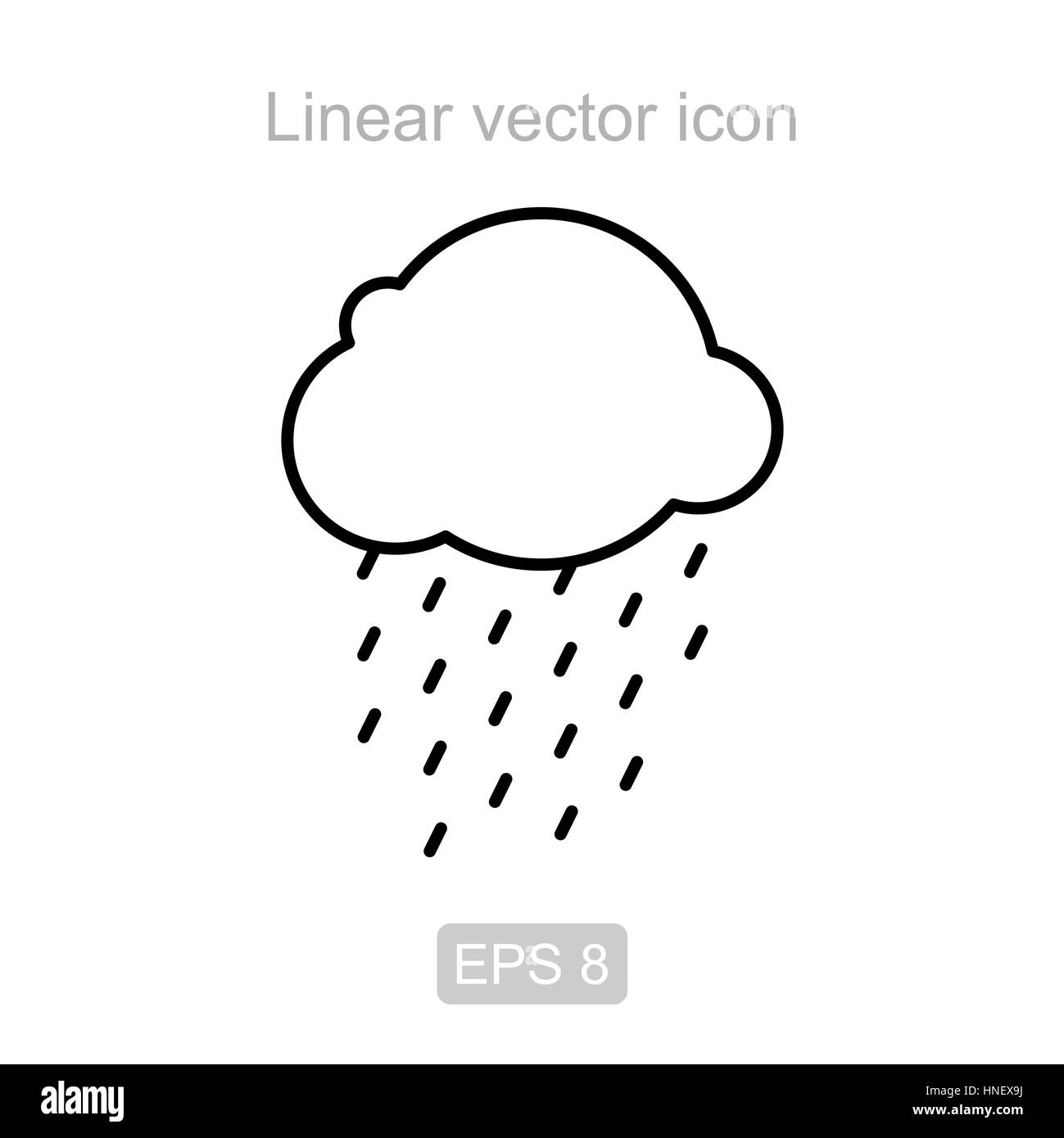 Symbol der regnerischen Wolke in einer linearen Stil Stock Vektor
