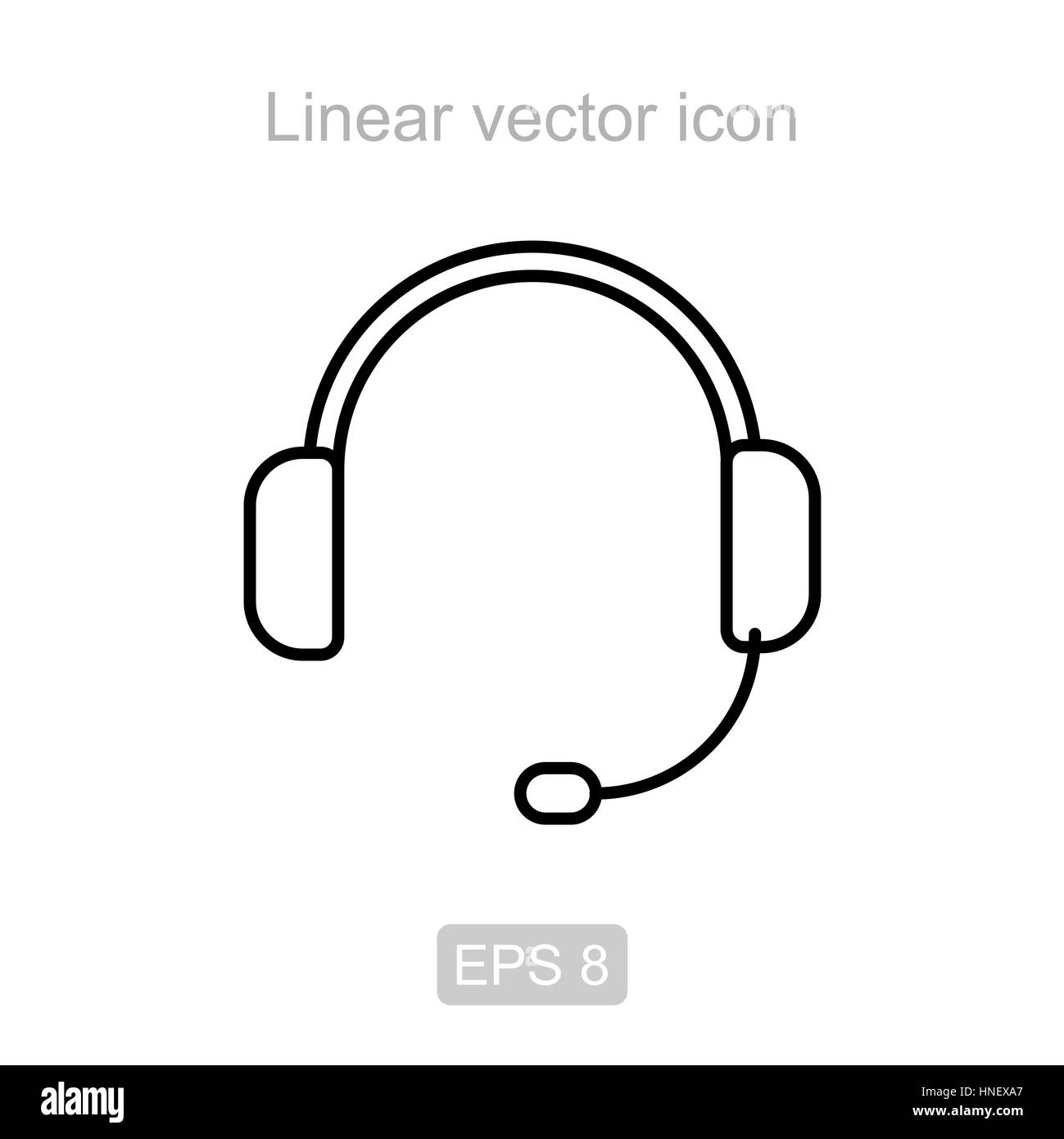 Symbol der Kopfhörer in einem linearen Stil Stock Vektor