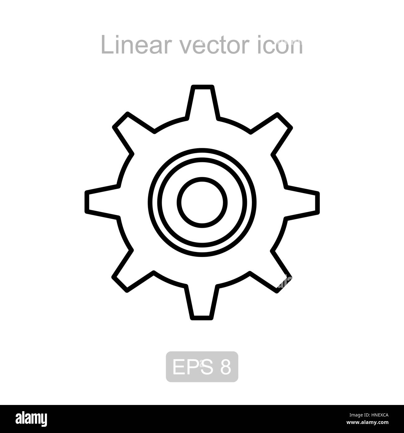 Symbol des Getriebes in einem linearen Stil Stock Vektor
