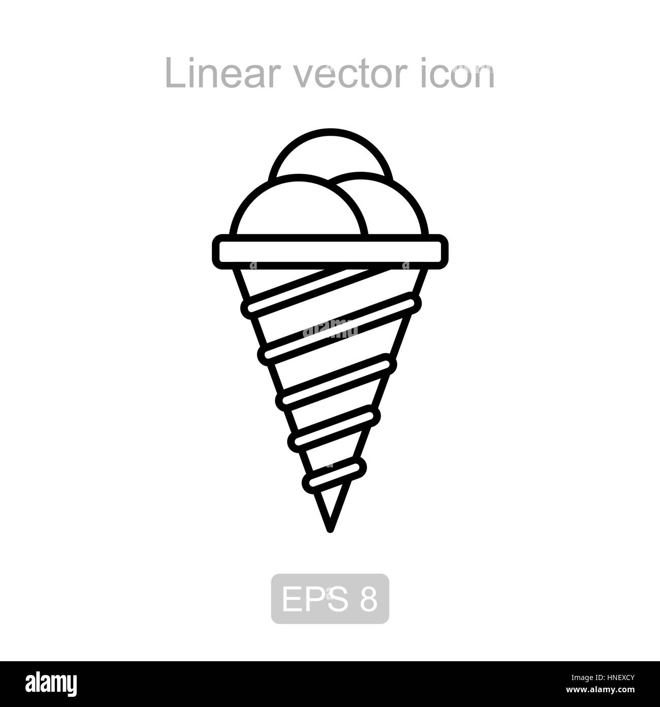 Symbol des Ice Cream Horns in einem linearen Stil Stock Vektor