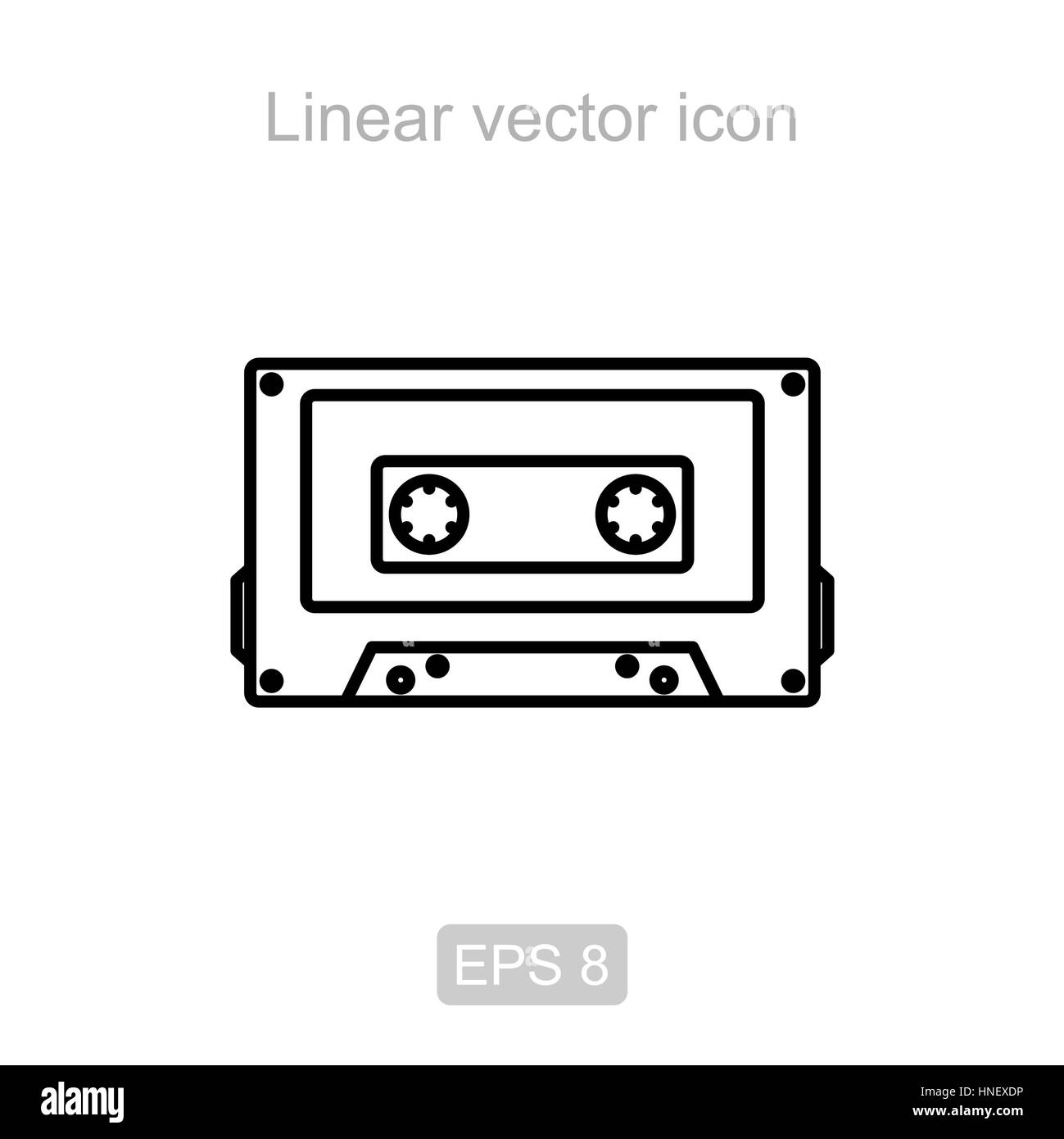 Symbol der Audio-Kassette in einem linearen Stil Stock Vektor