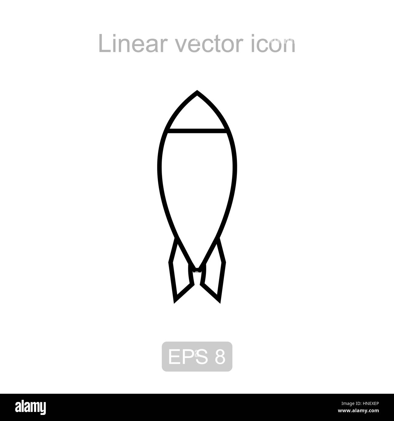 Rakete. Linearer Vektor Icon. Stock Vektor