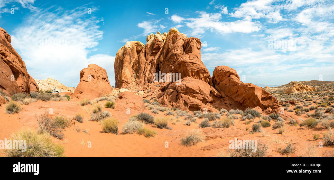 Rainbow Vista, roter Sandstein Felsen, Mojave-Wüste, Valley of Fire, Nevada, USA Stockfoto