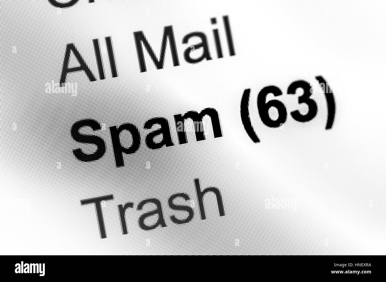 Spam-e-Mails, e-Mail account, e-Mail, Internet, Internet-Betrug, Phishing, symbolisches Bild, Screenshot Stockfoto
