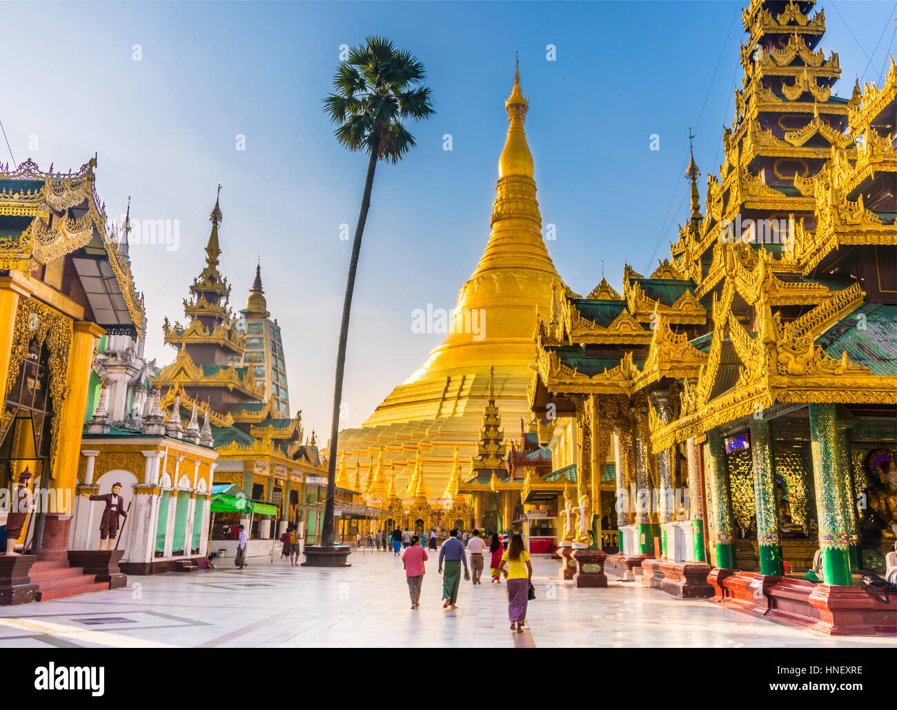 Goldenen Shwedagon-Pagode, die größte Stupa, Stupa, Shwedagon Paya, Shwedagon, Rangun, Myanmar Stockfoto