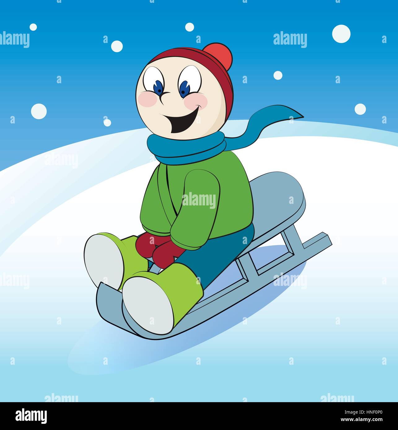 Child with sled vector Fotos und Bildmaterial in hoher Auflösung Alamy