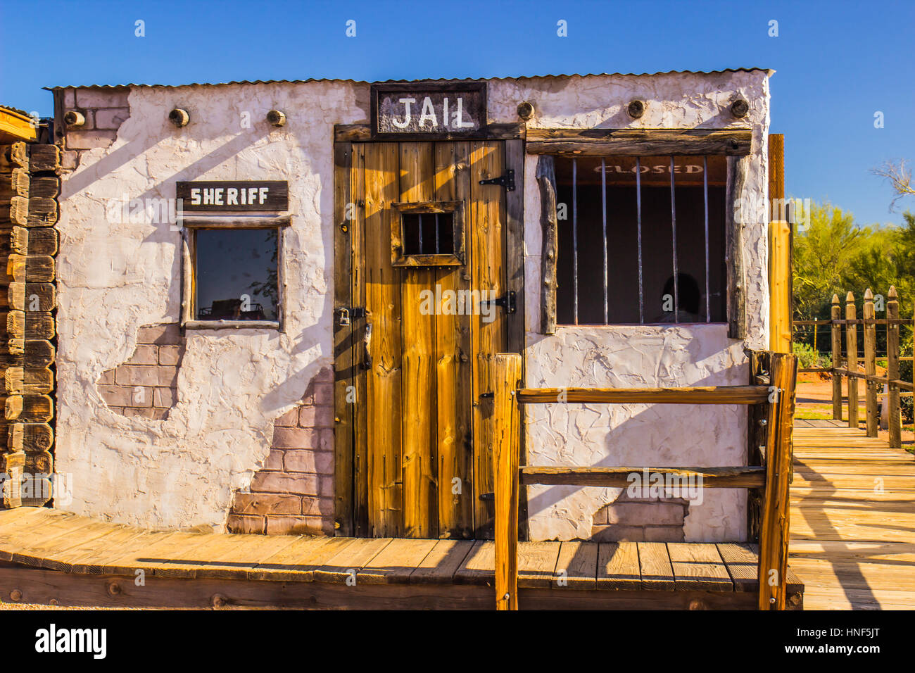 Old Western Town Jail In der Wüste von Arizona Stockfoto