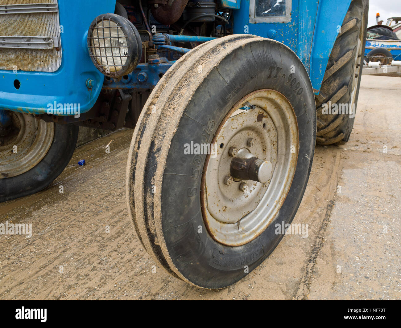 Blaue Traktor in Leyland Uk Stockfoto