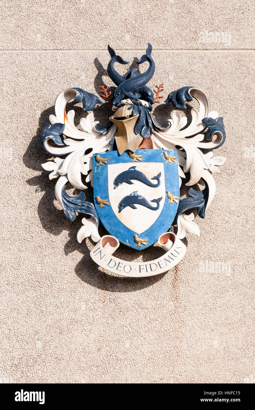 Das Wappen von Brighton. In Brighton und Hove 1997 aufgenommen.  SIEHE BESCHREIBUNG FÜR DETAILS. Stockfoto