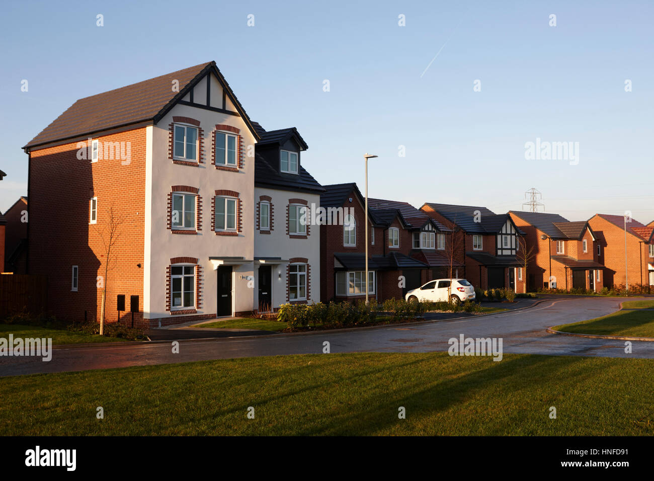 Neubausiedlung Starter Häuser in Kirkby Liverpool uk Stockfoto