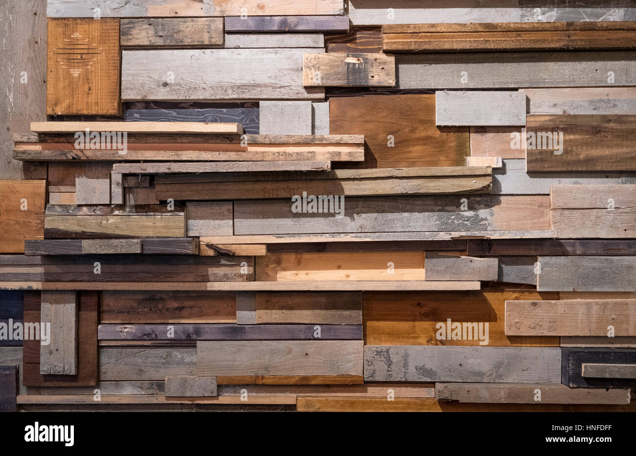 Hintergrund des aufgearbeiteten Holzes für eine moderne rustikale Optik Stockfoto