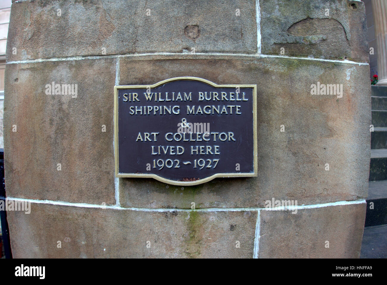 Sir William Burrell House, Burrell House, 8 große Westterrasse, Glasgow G12 0UP. Stockfoto