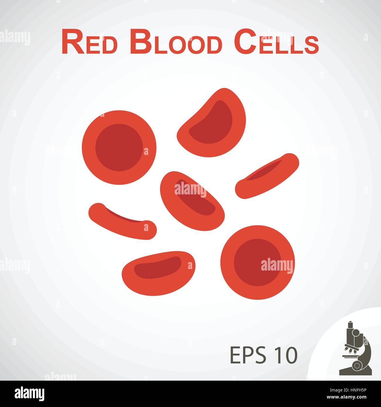 Rote Blutkörperchen (flache Bauweise) auf Vignette Hintergrund Stock Vektor