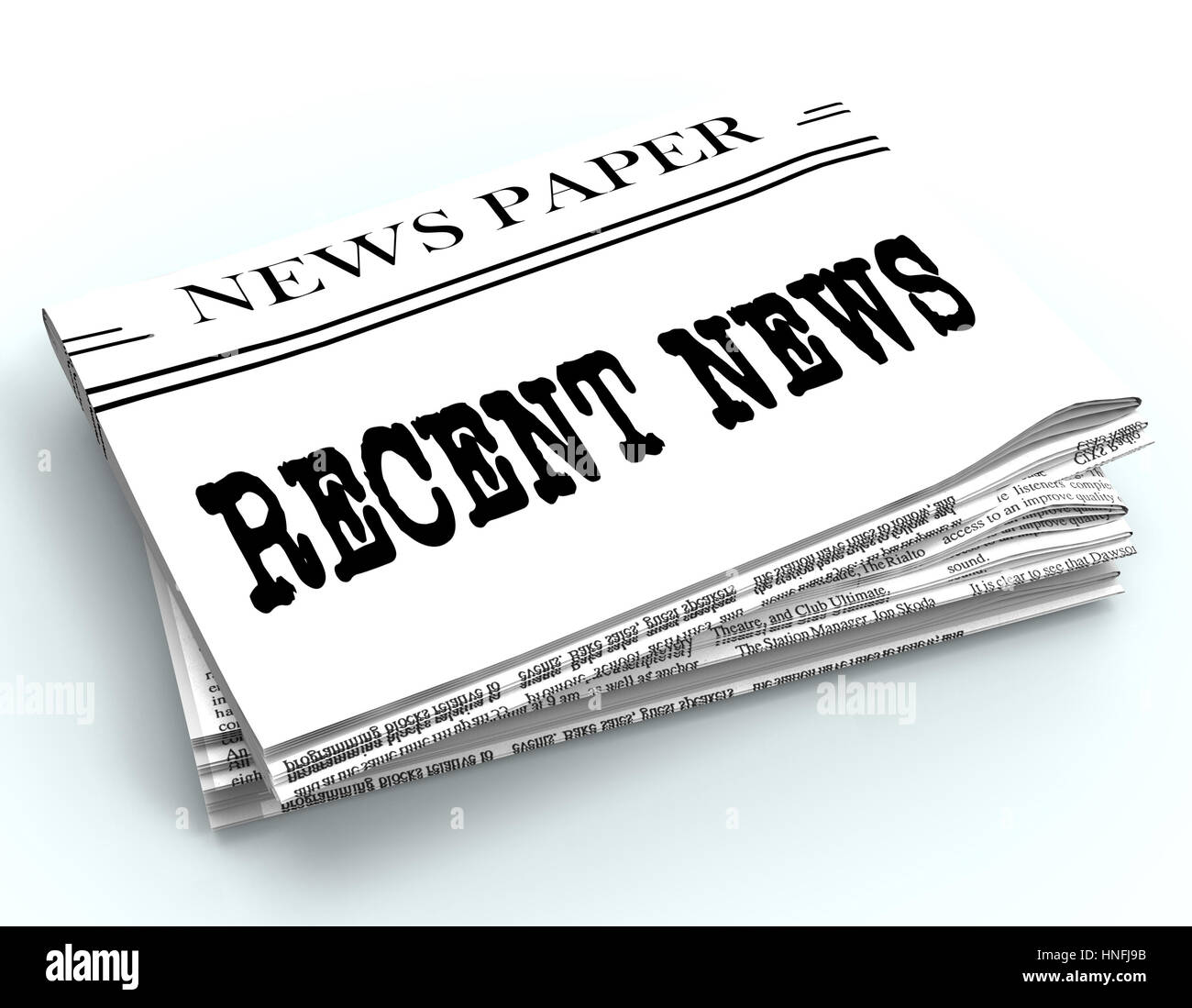 Aktuelle News Zeitung stellt die neueste Zeitungen 3D-Rendering Stockfoto