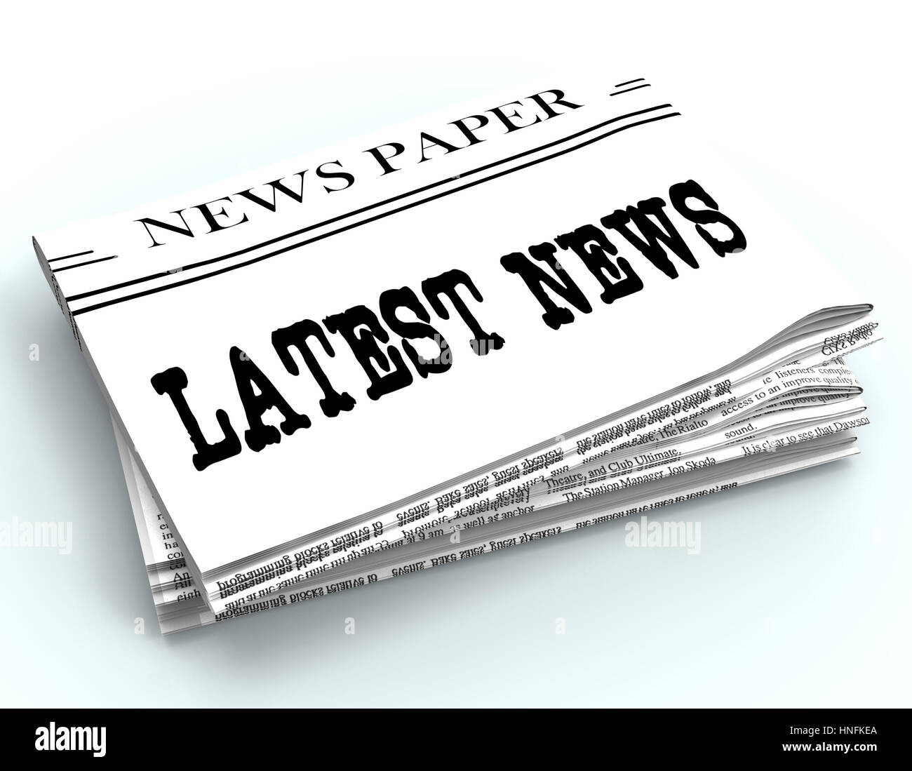 Neueste News Zeitung stellt den letzten Zeitungen 3D-Rendering Stockfoto