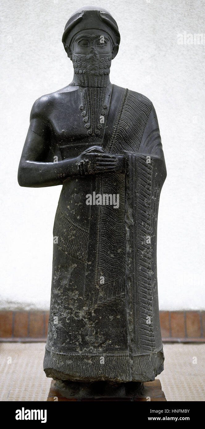 Statue von Puzur Ishtar, Gouverneur von Mari, Neo-sumerischen Kunst. Zeitraum Ihre III, zwischen 2100-200 BC. Istanbul Archäologie Museen. Stockfoto