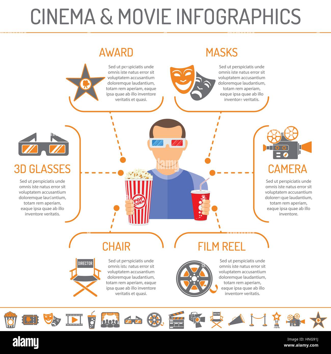 Kino und Film Infografiken Stock Vektor