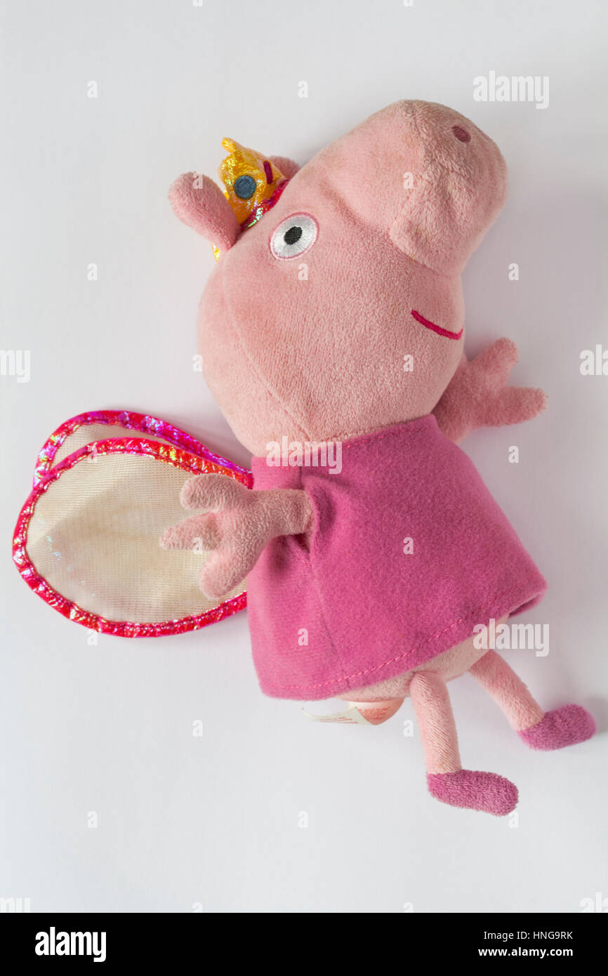 Peppa Pig - Prinzessin Peppa Ty original Mützen isoliert auf weißem Hintergrund Stockfoto