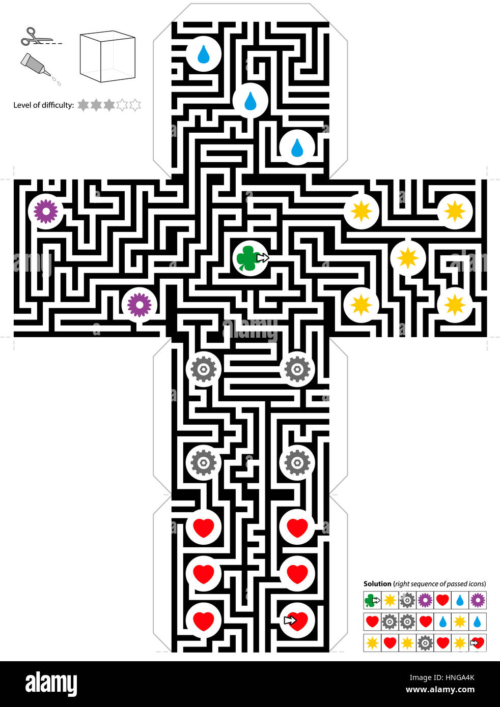 Labyrinth-Cube-Vorlage Stockfoto