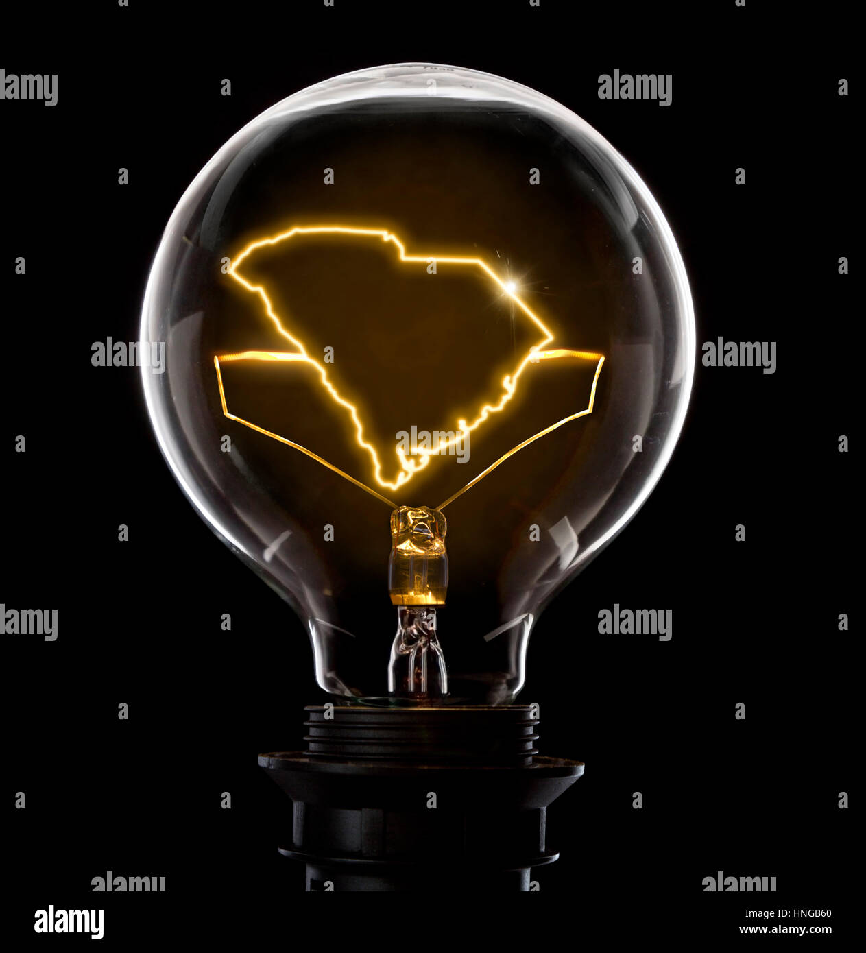 Sauber und glänzend Glühbirne mit South Carolina als glühenden Draht. (Serie) Stockfoto
