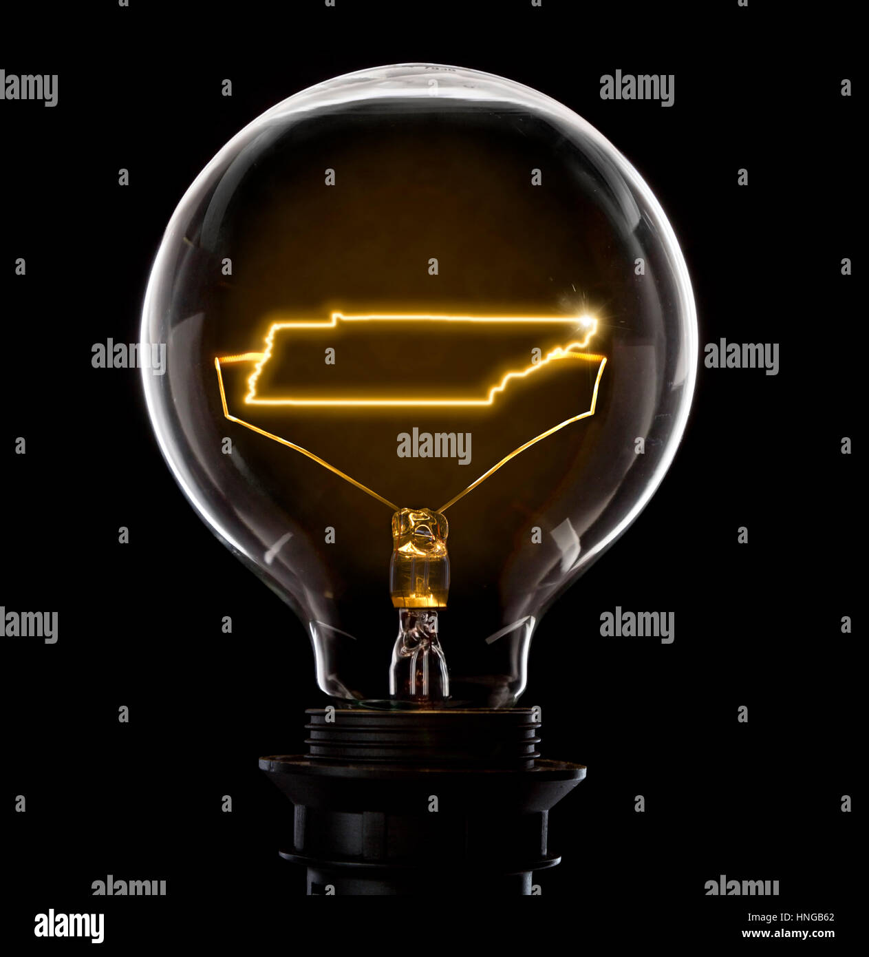 Sauber und glänzend Glühbirne mit Tennessee als glühenden Draht. (Serie) Stockfoto