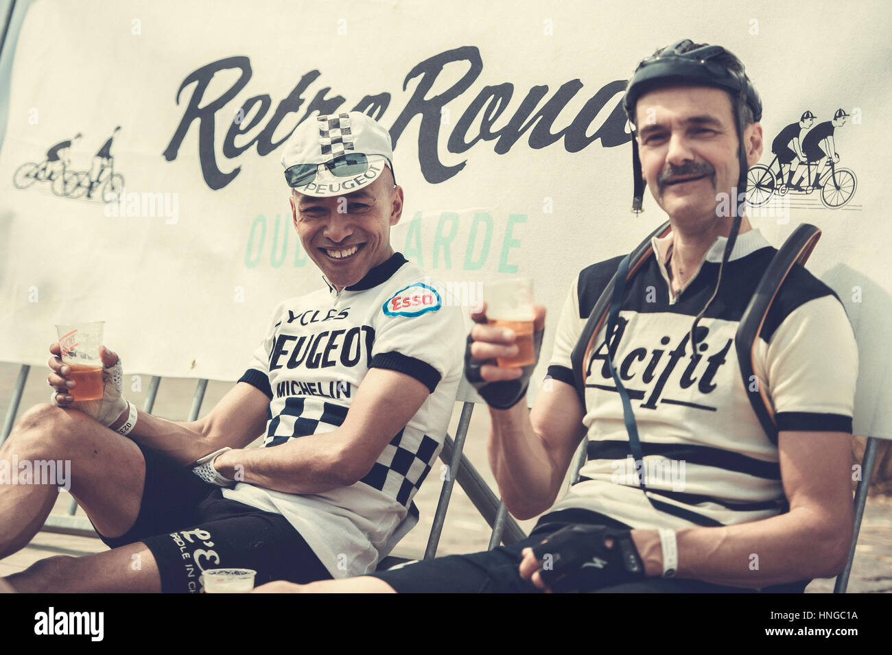 Retro Ronde der Tour von Flandern in Oudenaarde, Belgien. Stockfoto