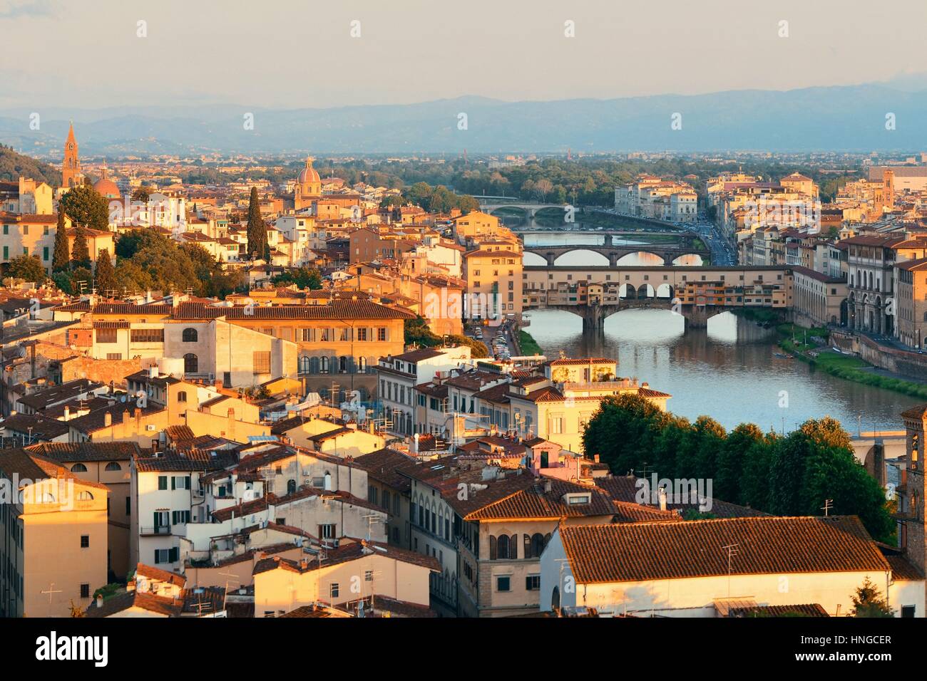 Florenz-Skyline vom Piazzale Michelangelo aus gesehen Stockfoto