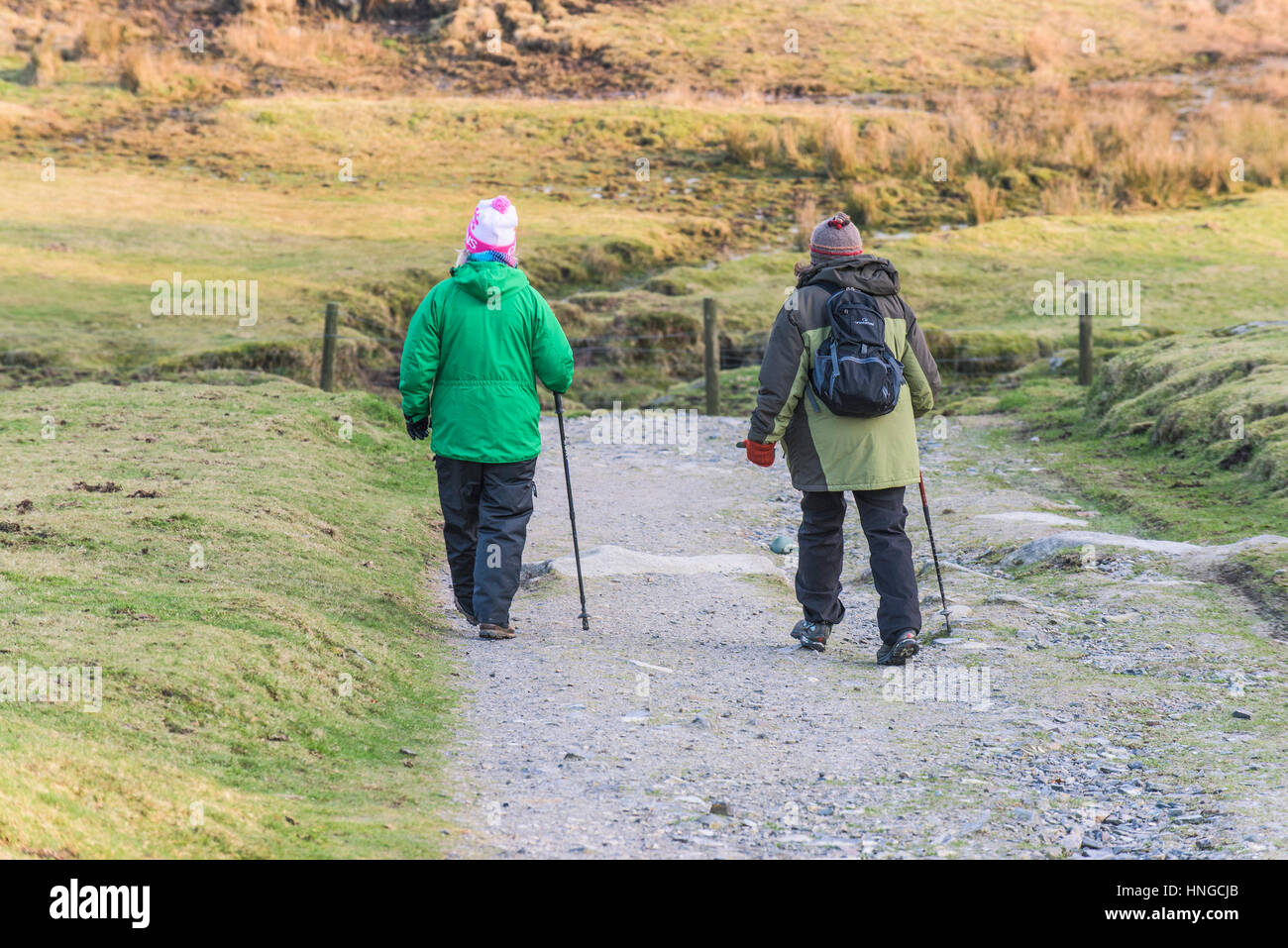 Twof Wanderer auf grobe Tor, als ein Gebiet von außergewöhnlicher natürlicher Schönheit auf Bodmin Moor in Cornwall bezeichnet. Stockfoto