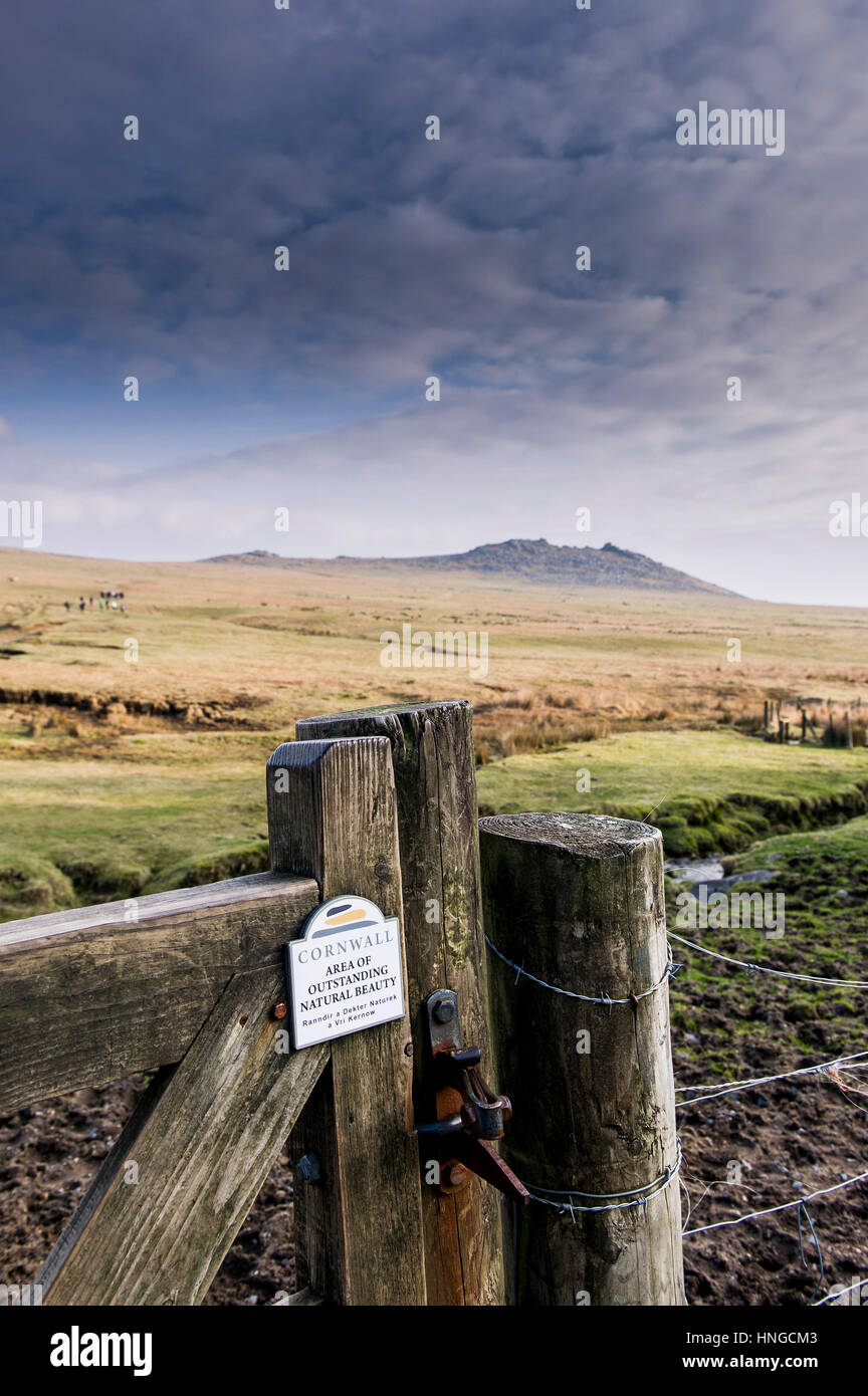 Ein Tor am Rough Tor ist ein Gebiet von herausragender nationaler Schönheit. Cornwall. Stockfoto
