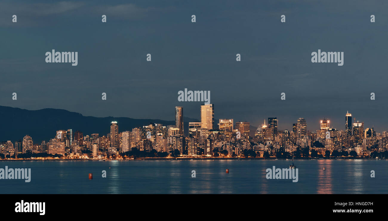 Vancouver Stadt Skyline bei Nacht. Stockfoto