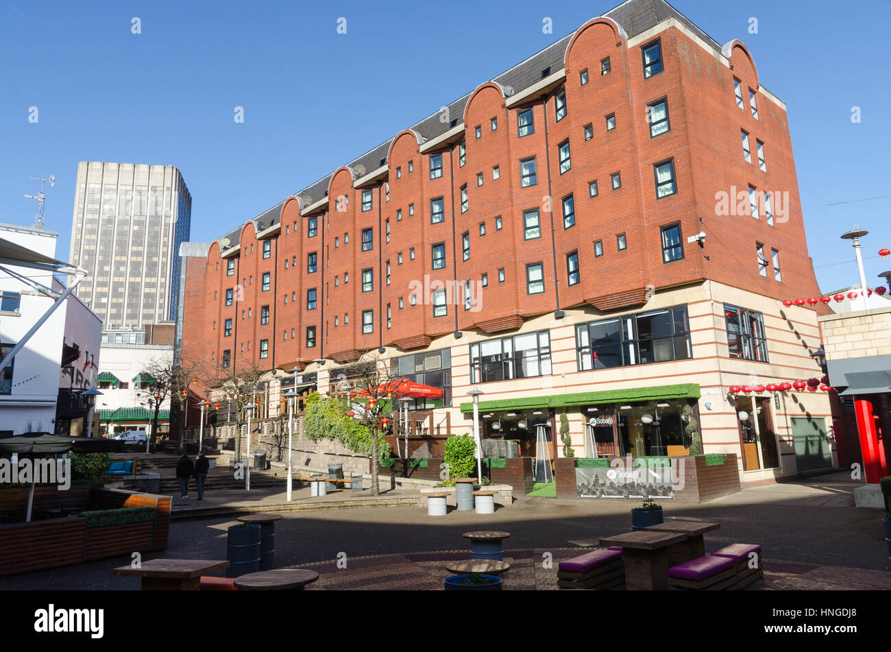 Das Arcadian Centre in Hurst Street, Birmingham, darunter Restaurants, Bars und hotels Stockfoto