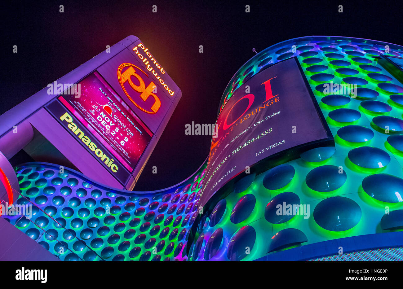 Planet Hollywood Resort and Casino in Las Vegas. Planet Hollywood verfügt über mehr als 2.500 Zimmer und das Hotel liegt am Las Vegas Boulevard. Stockfoto