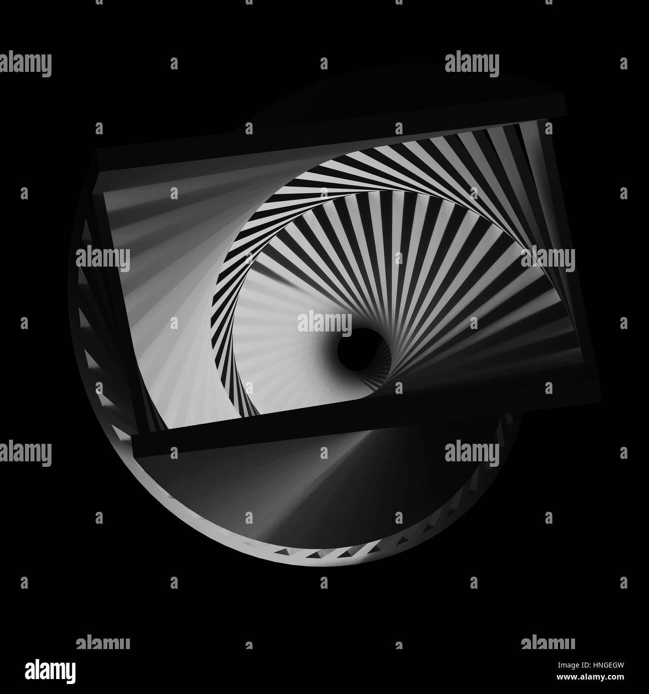 Abstrakte dunkle Spiralen Muster, cg optische Täuschung, 3d Render-illustration Stockfoto