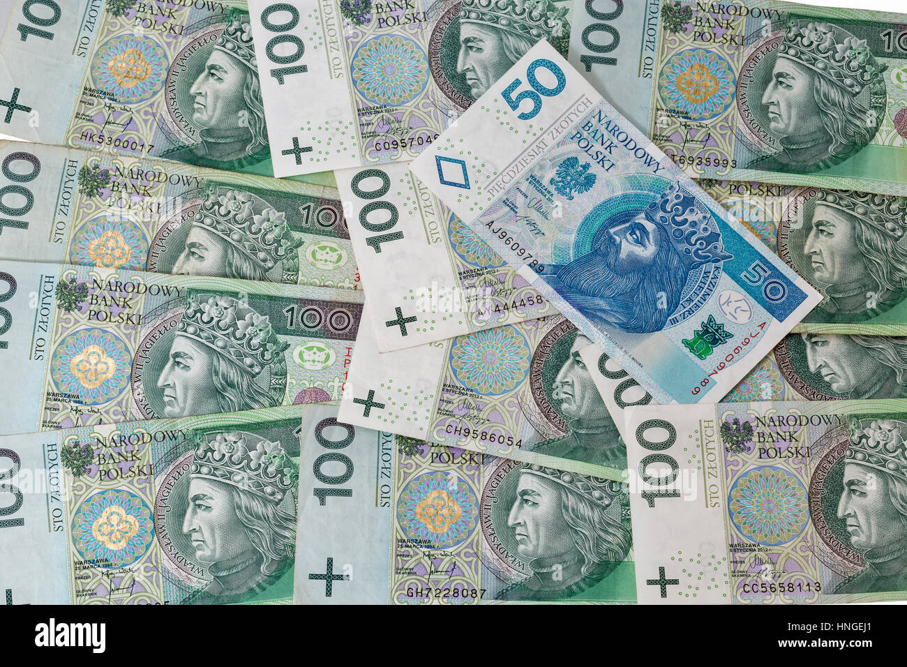 Polnischer Złoty-Banknoten Hintergrund closeup Stockfoto