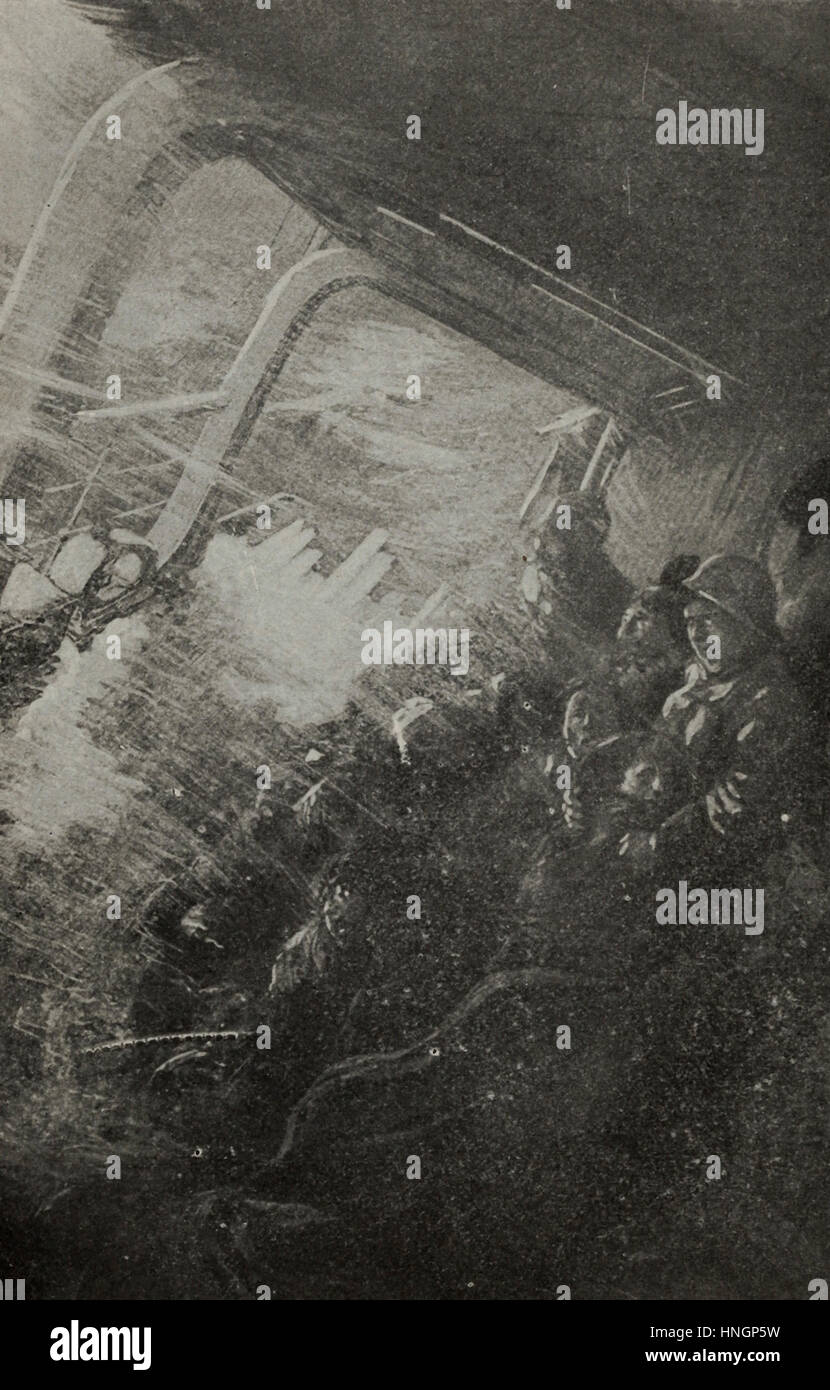 Warten auf das Ende während der Untergang der Titanic Stockfoto