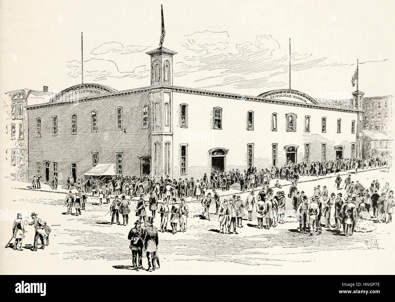 Der Wigwam in Chicago, wo Abraham Lincoln zum Präsidenten, 1860 nominiert Stockfoto