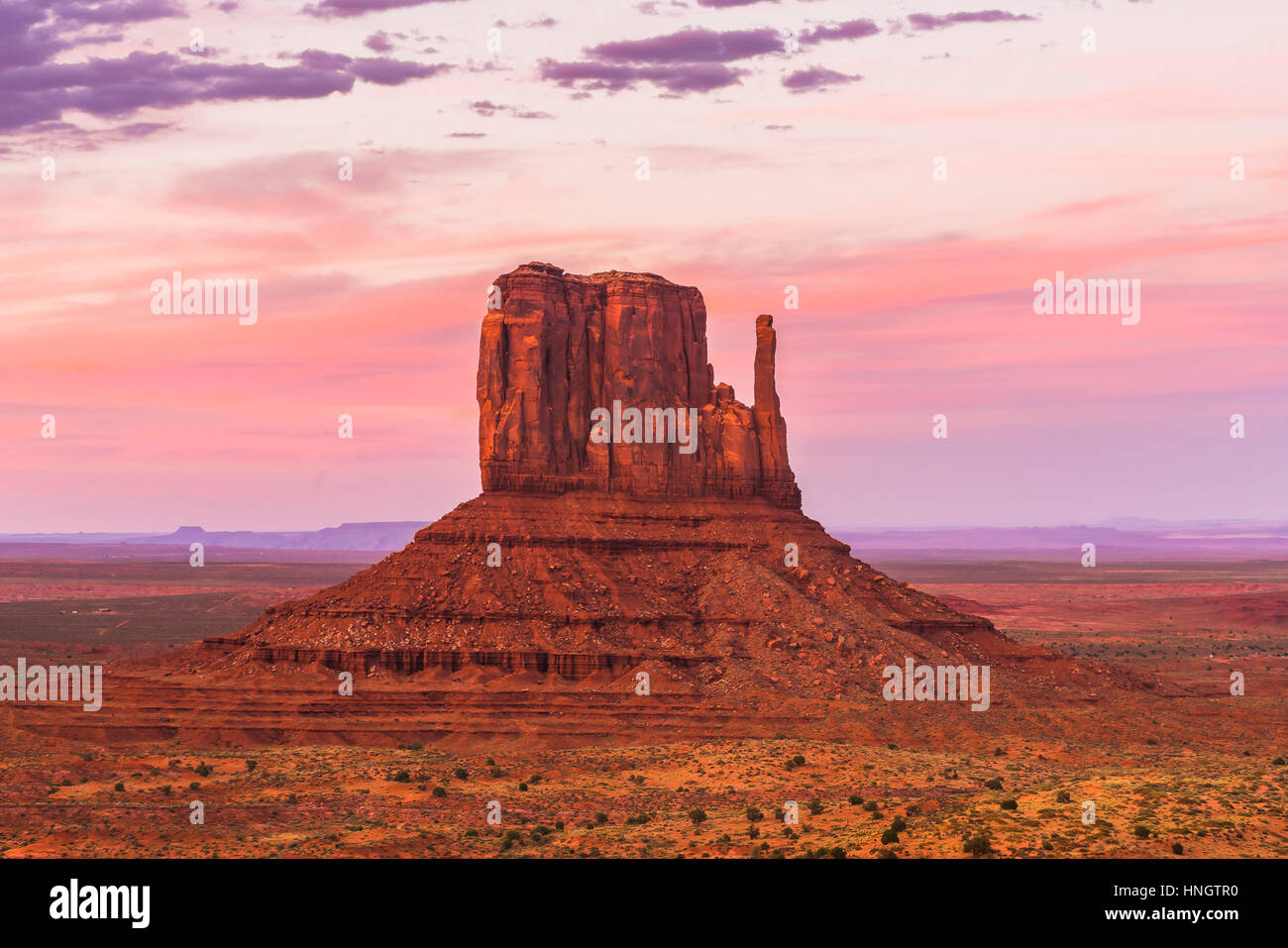Blick auf Blick auf Monument Täler in den Sonnenuntergang, Arizona, Usa. Stockfoto