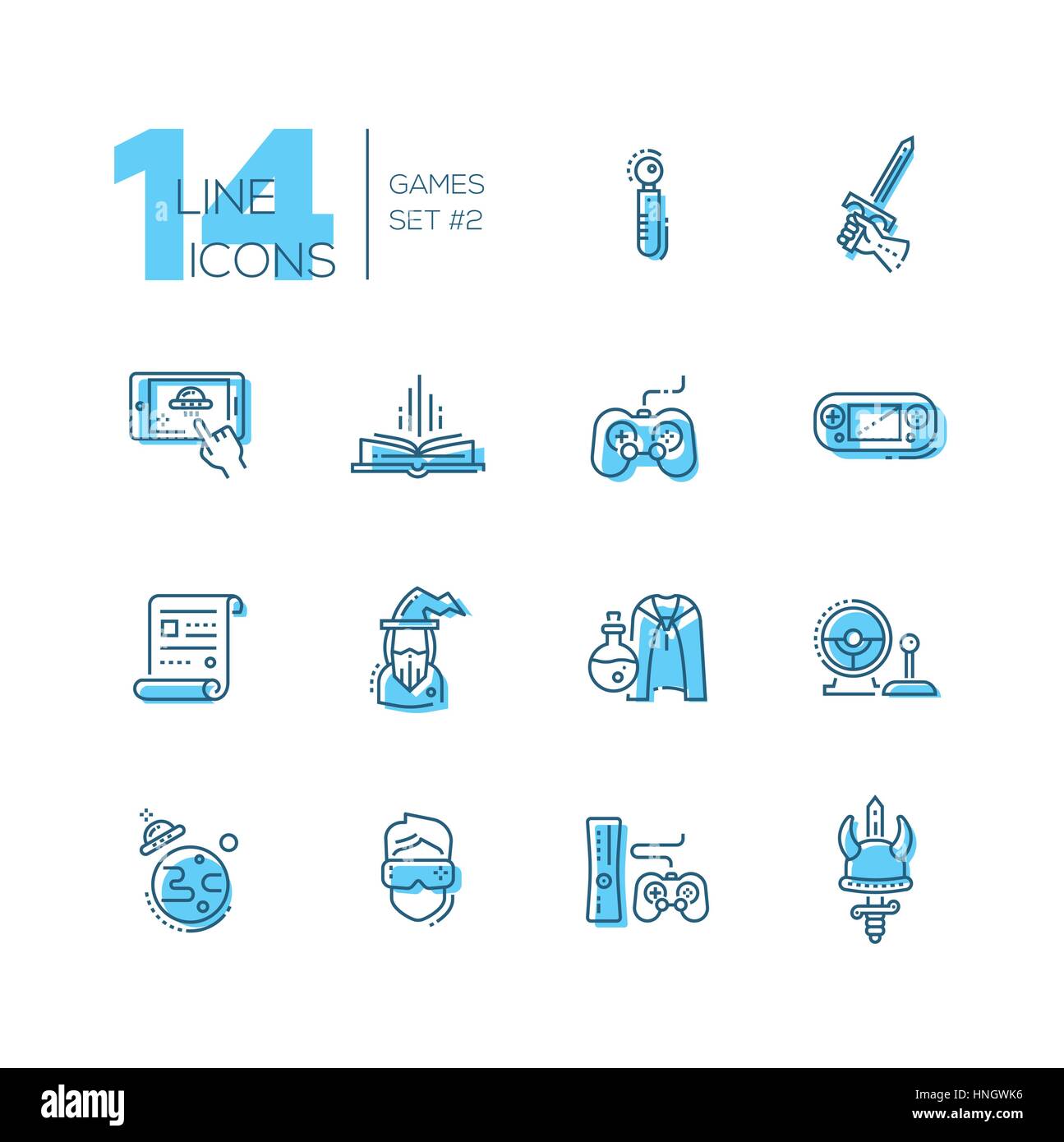 Video-Gaming - Zeile Icons set Stock Vektor