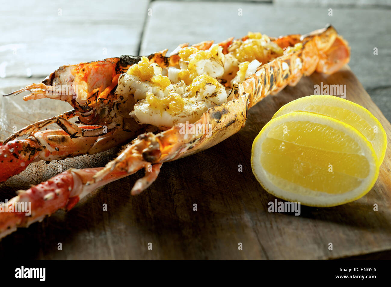 Hummer Garnelen Gericht auch bekannt als irische Kaisergranat (Nephrops Norvegicus), Kaisergranat, Scampi oder Dublin Bay Garnelen. Stockfoto