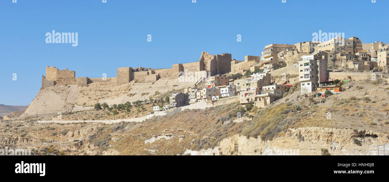 Ruinen von Crusader Schloss von Kerak in Al-Karak, Jordanien. Stockfoto