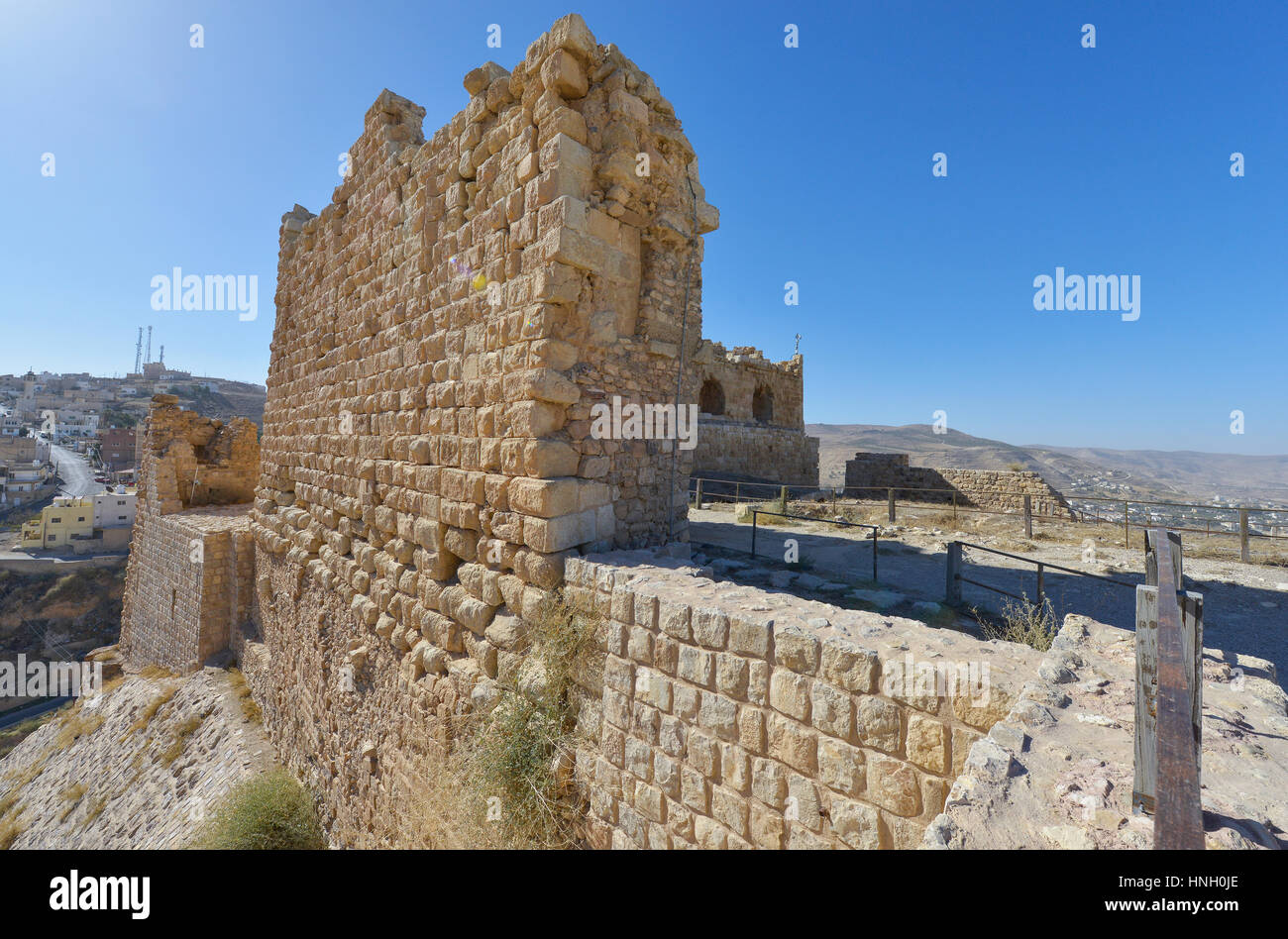 Ruinen von Crusader Schloss von Kerak in Al-Karak, Jordanien. Stockfoto