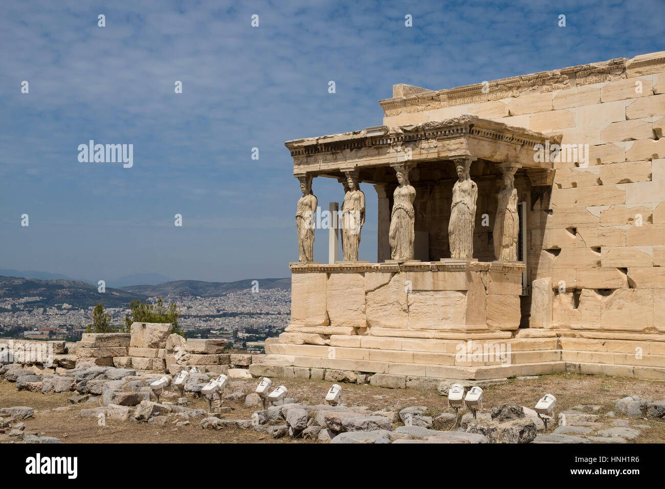 Erechtheion Tempels mit Karyatiden, Karyatide Veranda, Akropolis, Athen, Griechenland Stockfoto