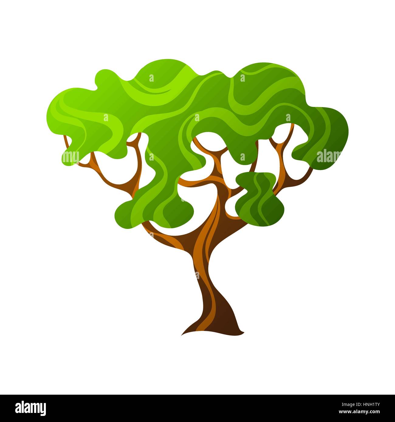 Abstrakter stilisierter Baum mit Blättern. Natürliche Darstellung Stock Vektor