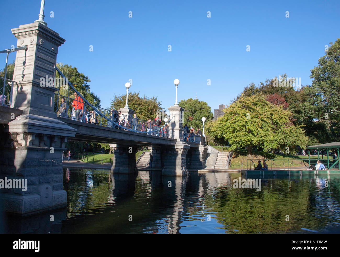 Die Brücke über die Lagune Boston Public Garden Boston Massachusetts, USA Stockfoto