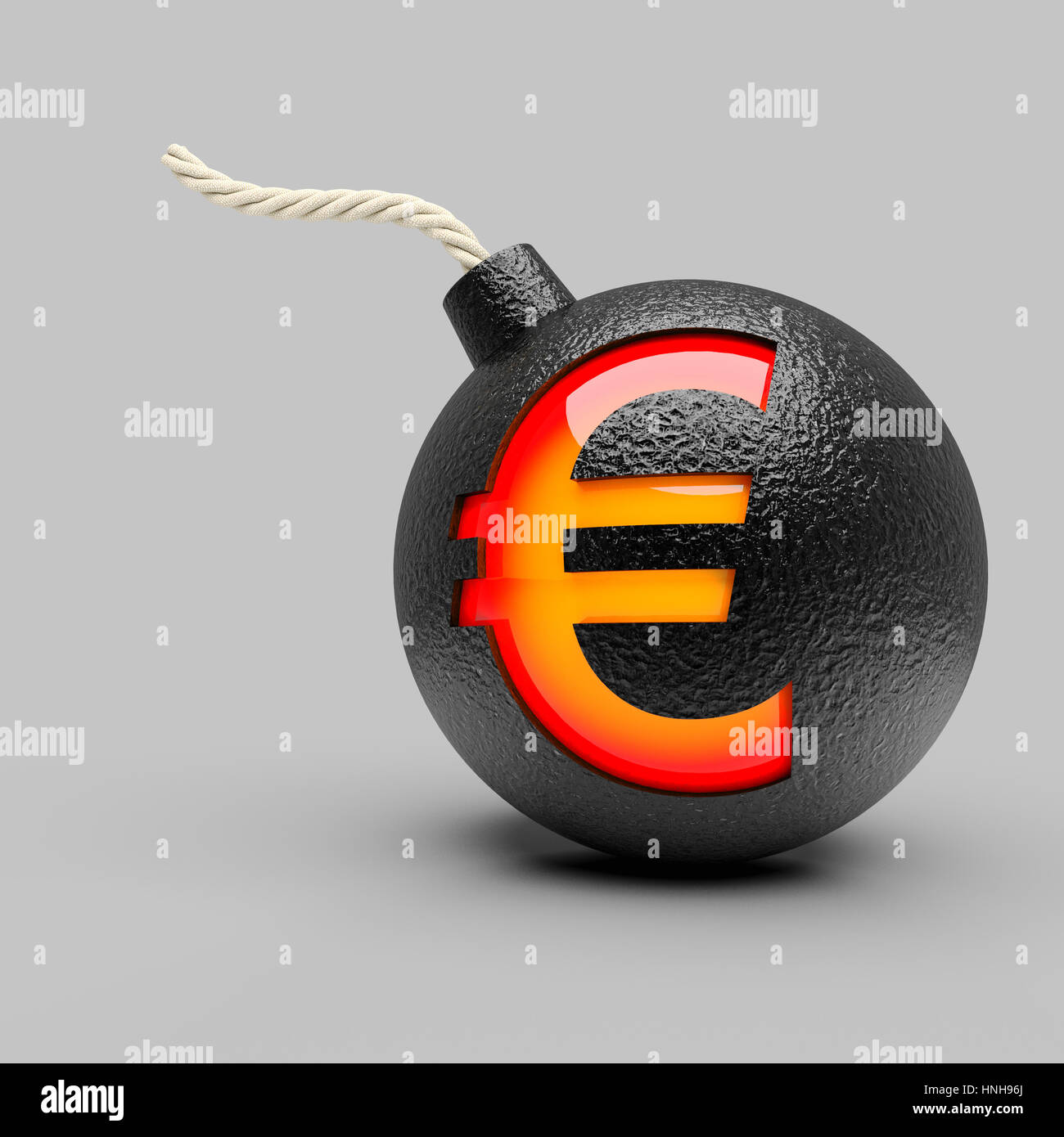klassische Bombe mit Euro-Symbol Rendering 3D-Bild Stockfoto