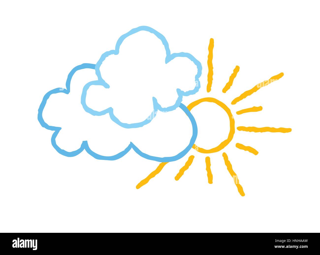 Sonne mit Wolken Symbol. doodle Line Art Wetter zeichen Abbildung Stock Vektor