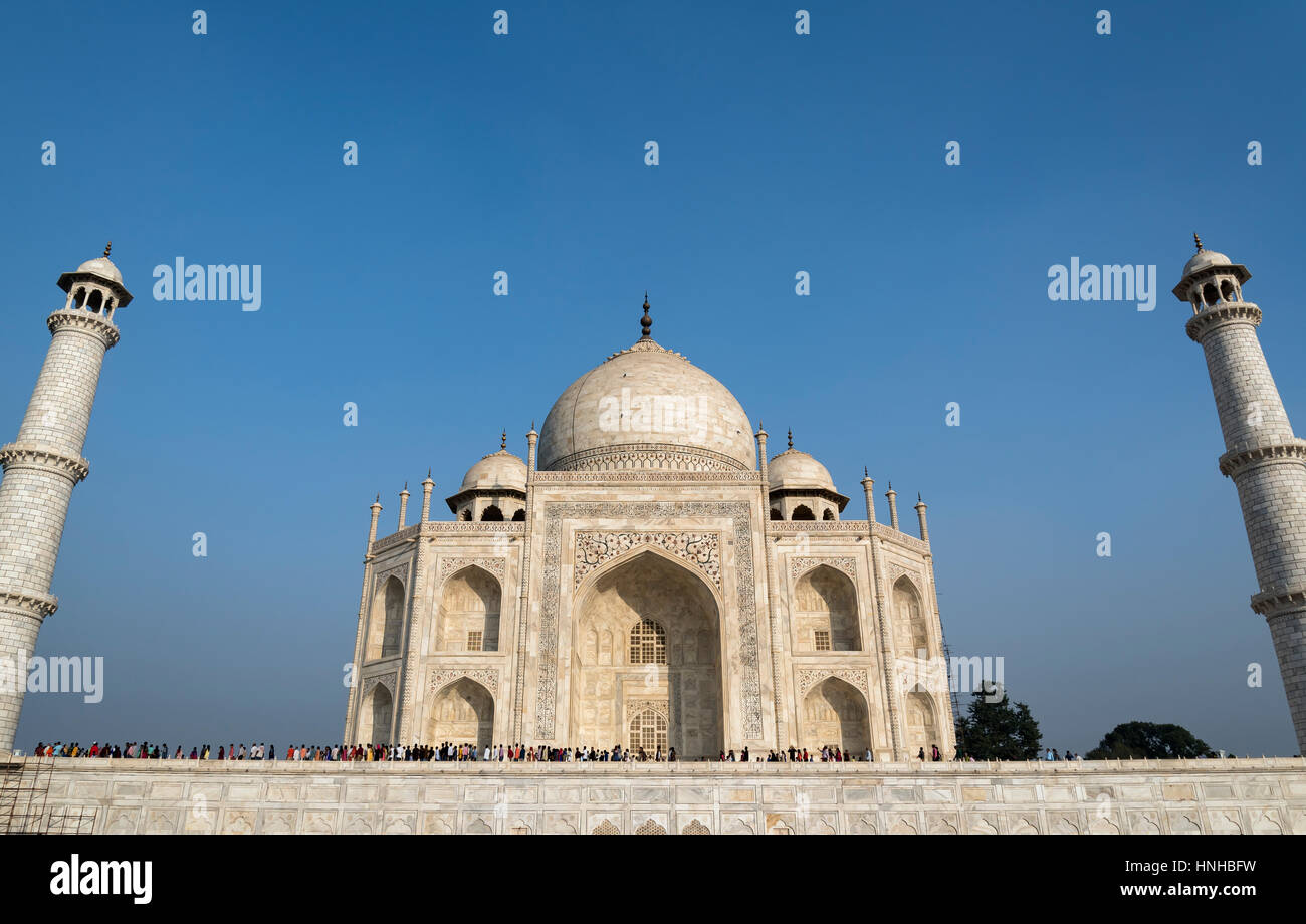 Westlichen Blick auf das Taj Mahal, Agra, Indien Stockfoto