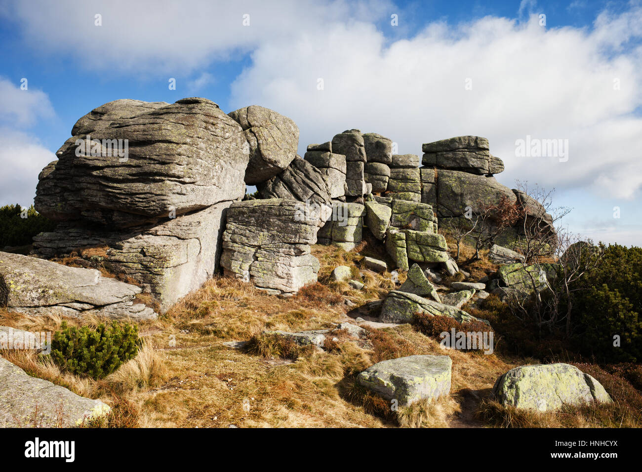 Granite Rock Formation Oin Karkonosze (Riesengebirge) Berge, Sudeten, Europa Stockfoto