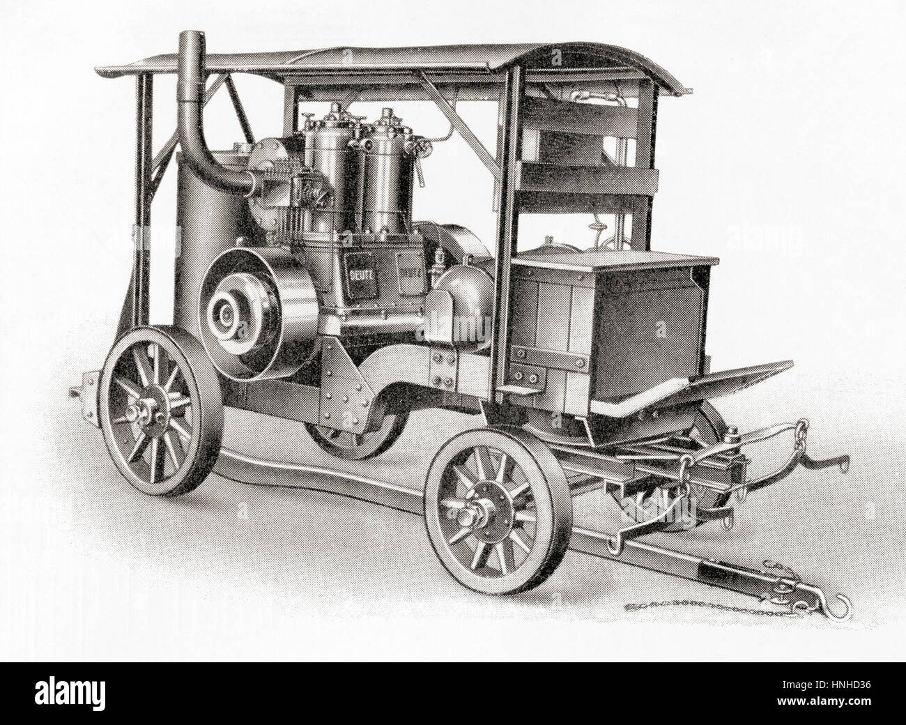 Ein Motor Lokomotive mit einem stehenden Motor für flüssige Brennstoffe.  Aus Meyers Lexikon veröffentlicht 1927. Stockfoto